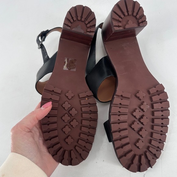Madewell Kiera Lugsole Black Leather Block Heel Slingback Sandals  Size‎ 10.5 - Picture 8 of 11